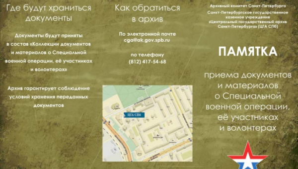 Памятка приема документов и материалов о Специальной военной операции, её участниках и волонтёрах